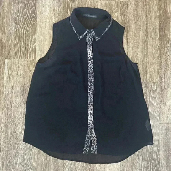 Womens Maurices Black Sheer Button Up Sleeveless Shirt - 0 - Picture 1 of 4